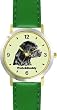 Labrador Retriever - Black (SC) Dog - WATCHBUDDY&reg; DESIGNER DELUXE TWO-TONE THEME WATCH - Arabic Numbers-EMERALD ISLE STYLE - Light Green Dial with Green Leather Strap-Women's Size-Small