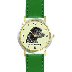 Labrador Retriever - Black (SC) Dog - WATCHBUDDY� DESIGNER DELUXE TWO-TONE THEME WATCH - Arabic... by WatchBuddy