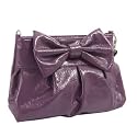 Bright Purple MARC B Patent Leather Bow Clutch Evening or Shoulder Bag