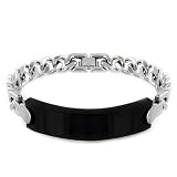 Stainless Steel Chain Bracelet with Black ID Plate