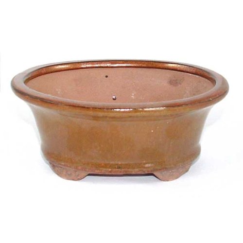 13cm Brown Oval Bonsai Pot