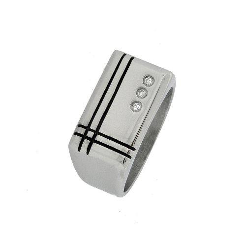 Mens Stainless Steel Cubic-Zirconia Ring, Size 8