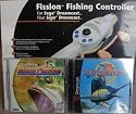 Sega Dreamcast Fishing Rod & Reel Pole Controller Plus Bass & Marine Fishing Games