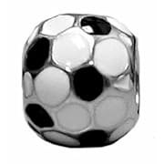 Zable Silver Enamel Soccer Ball Bead Charm BZ-970