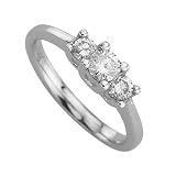 14K White Gold Three Stone Round Diamond Engagement Ring