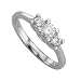 14K White Gold Three Stone Round Diamond Engagement Ring