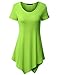 Doublju Women Comfy Short Sleeve Handkerchief Hem Long Tunic with Plus Sizes