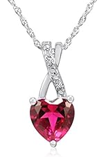 Created Ruby Heart and Diamond Pendant-Necklace in Sterling Silver (1 1/2ct tgw)