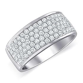 14 KT White Gold Band 1 CTW Diamond Cluster 14K Ring Size 7