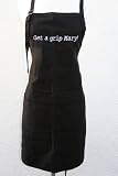 Black Embroidered Apron Get a Grip Mary