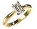 18ct Yellow and White Gold Ladies Single Stone Diamond Emerald Cut Ring