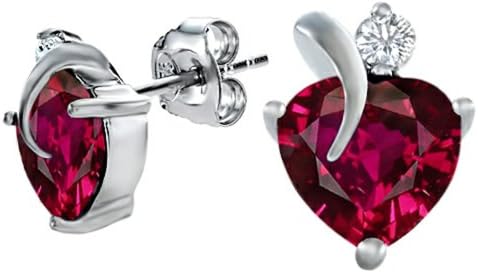 Star K 8mm Heart Shape Created Ruby Heart Earrings