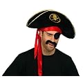 Adult Pirate Hat Black Velour with fitted red head band
