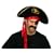 Adult Pirate Hat Black Velour with fitted red head band