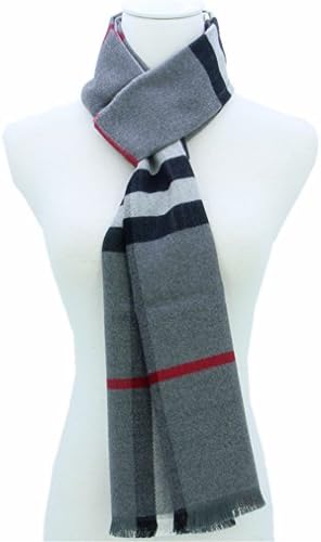 Classic Cashmere Plaid Scarf Men and Women's Winter Infinity Scarf (gray)
