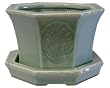 Chinese celadon planter with tray - Four Seasons design