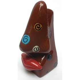 Click here to buy Picasso Art Style Lip Nose Eyeglasses Holder - Brown & Swirls.