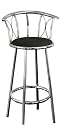 Set of 2 Chrome Metal SWIVEL BAR STOOLS barstools - Black seat