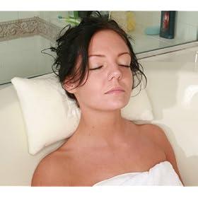 Click here to buy Bath Tub Pillow  Comfy massaging bath pillow, hot tub pillows, Great spa pillows, bathtub pillow by Deluxe Comfort.