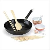 16 PIECE STIR FRY KITCHEN SET STEEL WOK PAN SPOON BOWLS by Furniture Creations