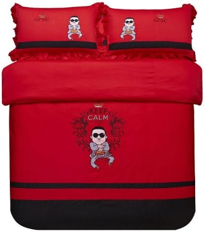 DIAIDI Home Textile,Unique Cute Cartoon Bedding Set,Discount Designer Bedding Sets,Princess Ruffle Bedding Set,Grey Blue Red Pink Bedding,4pcs,twin/queen (Queen, 2)