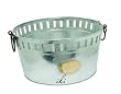 Galvanized Round Beverage Tub with Cutouts and Folding Wrought Iron