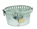 Galvanized Round Beverage Tub with Cutouts and Folding Wrought Iron