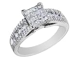 Princess Cut Diamond Cathedral Engagement Ring 1 Carat (ctw) in 14K White Gold