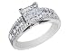 Jewelry : Princess Cut Diamond Cathedral Engagement Ring 1 Carat (ctw) in 14K White Gold