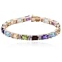 18k Yellow Gold Plated Sterling Silver Multi-Gemstone and Diamond Bracelet, 7.25"