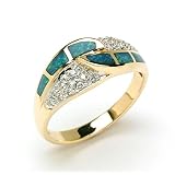 Opal Ring with Diamond in 14K Two-Tone Gold