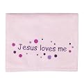 Jesus Loves Me w/Dots Throw - Pink (30x40")