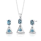 Sterling Silver 2.75 carats total weight Multishape Swiss Blue Topaz Pendant Earrings and 18 inch Necklace Set 41MPUYBSl8L. SL160 Sterling Silver 2.75 carats total weight Multishape Swiss Blue Topaz Pendant Earrings and 18 inch Necklace Set