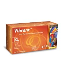 Aurelia Vibrant 9822 Latex Glove, Powder Free, 9.4" Length, 5 mils Thick