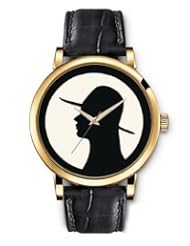 SPRAWL Aanalog Fashion Series Gold Ladies Watches of Genuine Black Leather Strap,Unique Wrist Watch for Women Girls Designed with The outline of a face