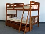 Bunk Bed Twin over Twin Mission style in Expresso with 2 Under Bed Drawers