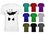 Mens Banksy With Panda Guns Graffiti Art T-shirt