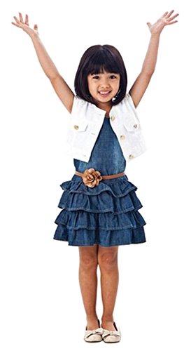 Cute Baby Girl Kids Outfit Clothes Clothing Solid Coat + Denim A-line Dress 2 Pcs Set