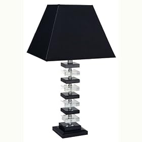 ORE International 26" Black Solid Crystal Table Lamp