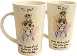 Meerkat Bestest Dad Fine China Latte Mug (Pink)