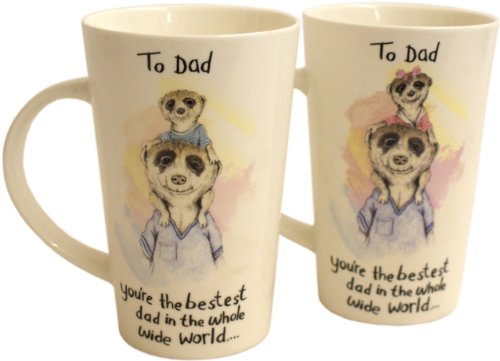 Meerkat Bestest Dad Fine China Latte Mug (Pink)
