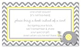 48 Grey Yellow Elephant Bring a Book Baby Shower Card