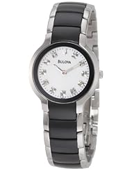 Bulova Womens 98P127 Diamond Black & Silver Ion-Plated Watch