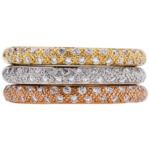 Diamond Stacking Rings in 18kt Tri-Tone Gold Carat Total Weight 0.77