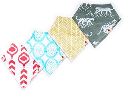 Adovely Baby Bandana Bib Set, 4-Pack Super Absorbent Drool Bandana Bibs (Wild)