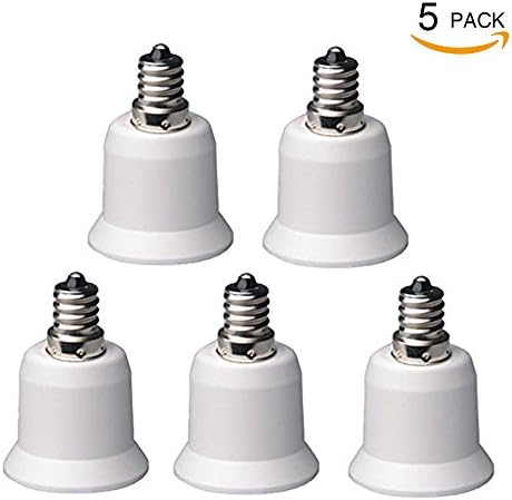 HiqLED E14 to E26/E27 Adapter - Chandelier Socket (E14) to Medium Socket (E26/E27) Converter, Max Wattage 1000W, 200℃ Heat Resistant, No Fire Hazard (5-Pack)