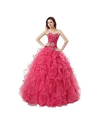 Sequined Backless Draped Tiered  Beaded 2015 Organza/Satin  Ball Gown Quinceanera Dress  With Ruffles