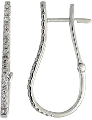 14k White Gold 1 in. (25mm) tall Earrings, w/ 0.42 Carat Brilliant Cut Diamonds