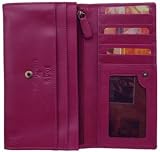 1642 Soft Nappa Leather - Large Flap Over Purse with Inside Zip, Credit Card Slots, Note Sections, (1030 17)