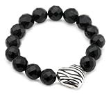 Sterling Silver Onyx Bead Bracelet w/ Zebra Heart by David Sigal